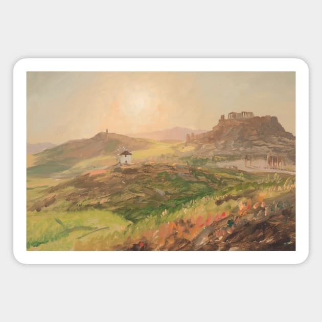 View of the Acropolis, Athens by Frederic Edwin Church Magnet by Classic Art Stall